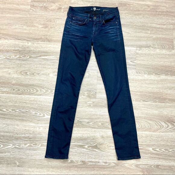 7 For All Mankind Women's High Rise Jeans - Dark Blue - Picture 3 of 9